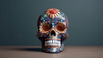 zucchero cranio nel un' tradizionale stile per dia de los muertos illustrazione ai generativo foto