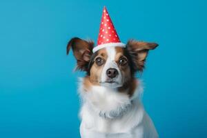 carino cane nel compleanno cap. illustrazione ai generativo foto