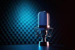 studio Podcast microfono nel studio camera sfondo foto