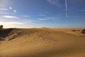 estate deserto paesaggio su un' caldo soleggiato giorno a partire dal maspalomas dune su il spagnolo isola di nonna canaria foto