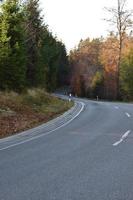 montagna strada con autunno alberi foto