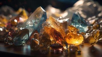 cristalli e minerali. illustrazione ai generativo foto