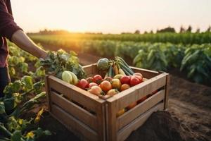 raccolta scatola di verdure. creare ai foto