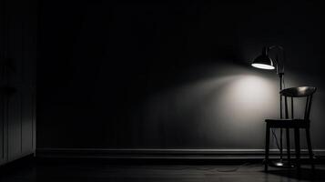 silhouette di un' lampada in piedi nel un' riflettore ai generato foto