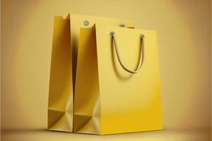 shopping borse, giallo sfondo. digitale illustrazione ai foto
