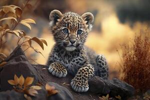carino poco leopardo cucciolo. generativo ai. foto