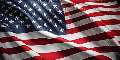 bandiera di unito stati di America. agitando Stati Uniti d'America nazionale bandiera. generativo ai illustrazione. foto