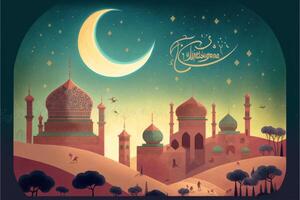 Ramzan mubarak contento Ramadan eid festivo ai generato foto