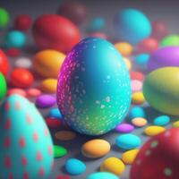 contento Pasqua uova Pasqua coniglietto 4k HD ai generato immagini per sfondo e Pasqua auguri foto