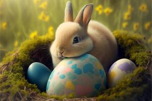 contento Pasqua 4k ai immagini di Pasqua uovo Pasqua coniglietto foto
