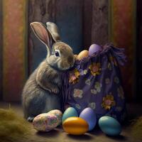 contento Pasqua 4k ai immagini di Pasqua uovo Pasqua coniglietto foto