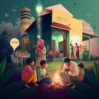 Ramzan mubarak contento Ramadan eid festivo ai generato foto