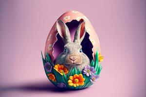 contento Pasqua uova Pasqua coniglietto 4k HD ai generato immagini per sfondo e Pasqua auguri foto