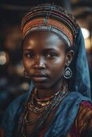 ritratto di il giovane donna a partire dal kenya, creato con generativo ai foto