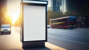 vuoto tabellone su il strada, creato con generativo ai foto