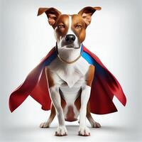 cane supereroe su bianca sfondo, creato con generativo ai foto