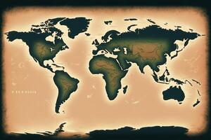 mondo carta geografica con orizzonte. ai generato foto