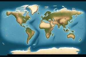 mondo carta geografica con orizzonte. ai generato foto