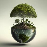 Salva terra giorno manifesto ambiente giorno natura verde ai generativo lucido sfondo immagini albero e acqua foto