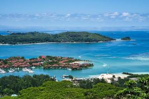 Visualizza di Eden isola, st anne isola, praslin e la Digue e il marino parco di st anna, mahe seychelles. foto