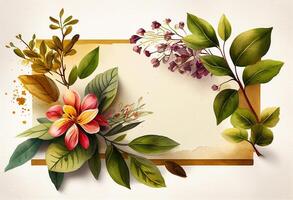 Vintage ▾ fiori sfondo con fiori e le foglie. mano disegnato illustrazione acquerello. generativo ai foto