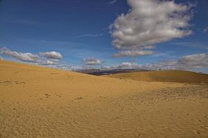 estate deserto paesaggio su un' caldo soleggiato giorno a partire dal maspalomas dune su il spagnolo isola di nonna canaria foto