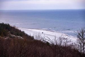 inverno paesaggio a partire dal il spiaggia su il baltico mare con neve nel Polonia io foto