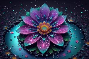 un' fiore con acqua gocce su esso ai generato foto