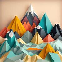 luminosa carta poligonale geometrico montagne, ai generato foto