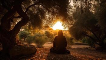 fotografia di Gesù preghiere nel il giardino di getsemani. generativo ai foto