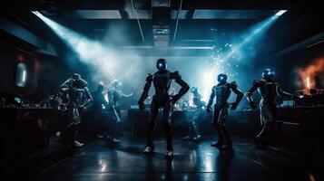 robot danza a un' discoteca. ai generato foto