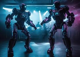 robot danza a un' discoteca. ai generato foto
