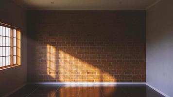 dolcemente illuminato vuoto spazio parete arredamento. 3d interpretazione foto