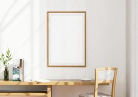 modello di un' bianca foto telaio nel il vivente camera, con ritaglio sentiero. 3d interpretazione