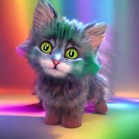 gattino carino arcobaleno colore ai generato foto