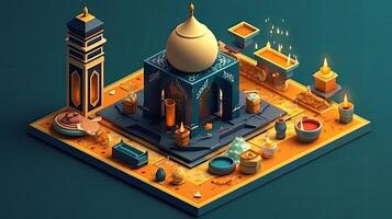 Ramadan il nono mese di islamico calendario osservato di I musulmani in giro mondo come un' mese di digiuno preghiera ripercussioni società mese commemorare primo versi di profeta Maometto ai generato arte foto