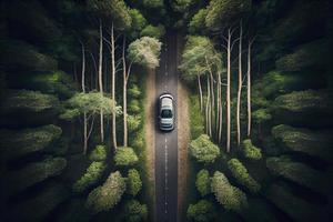auto guida su un' formosa strada su un' montagna nel un' Forrest foto