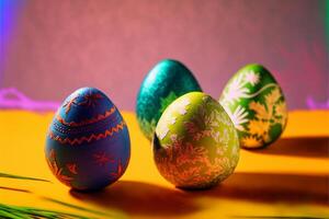 decorativo colorato Pasqua uova ai generativo immagini per Pasqua giorno foto