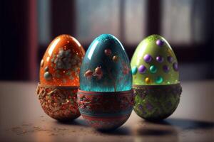decorativo colorato Pasqua uova ai generativo immagini per Pasqua giorno foto