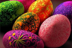 decorativo colorato Pasqua uova ai generativo immagini per Pasqua giorno foto