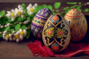 decorativo colorato Pasqua uova ai generativo immagini per Pasqua giorno foto