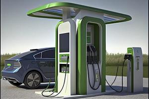 il concetto di un ev ricarica stazione con verde energia e eco energia coinvolge il uso di rinnovabile energia foto