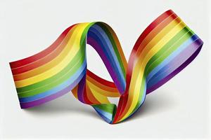 lgbt arcobaleno nastro nel il forma di cuore. orgoglio nastro simbolo. isolato su un' bianca sfondo foto