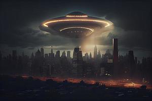 infausto ufo sopra il città foto