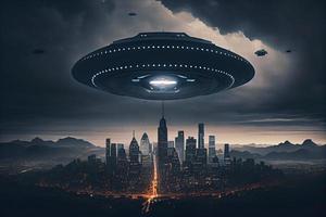 infausto ufo sopra il città foto