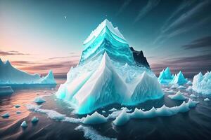 grande iceberg galleggiante nel il mare di ai generato foto