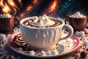 tazza di caldo cioccolato con marshmallows di ai generato foto