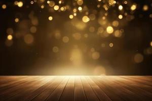 oro telaio finto su palcoscenico con bokeh effetto illuminazione sfondo foto