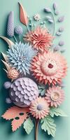 generativo ai illustrazione di pastello colorato 3d fiori foto