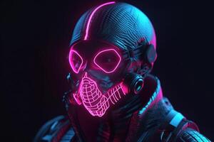 viola fluorescente neon cyborg robot generativo ai foto